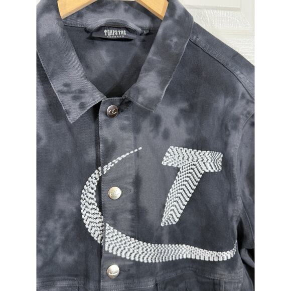 Trapstar Hyperdrive Gray Denim Jean Jacket Shacket Coat Men’s Size L Large - Picture 2 of 2